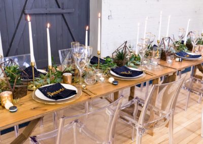 Quirky Yorkshire Wedding Venue River Mills Ballroom contemporary rustic table settings