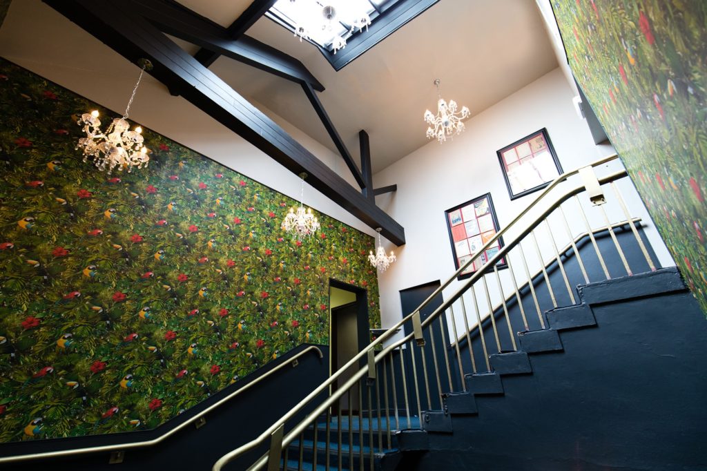Quirky Yorkshire Wedding Venue with Tropical Wallpaper