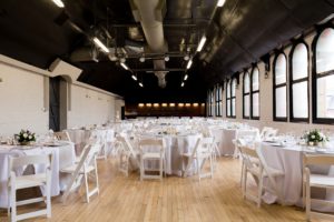 Yorkshire Wedding Venue River Mills Ballroom interior ballroom with tables