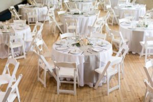 Ballroom interior with tables Yorkshire Wedding Venue River Mills Ballroom