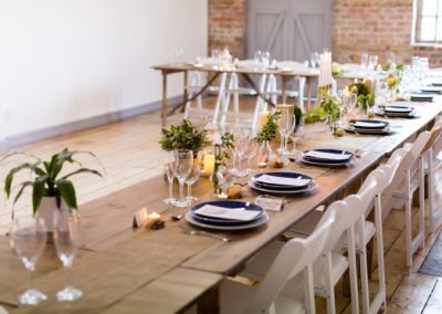 Yorkshire Wedding Venue River Mills Ballroom banquet style tables in Studio 2