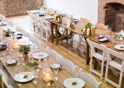 Yorkshire Wedding Venue River Mills Ballroom studio 2 with table setup